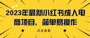 2023年最新小红书成人电商项目,简单易操作【详细教程】风心学社-网赚项目-副业赚钱-互联网创业-资源整合风心学社